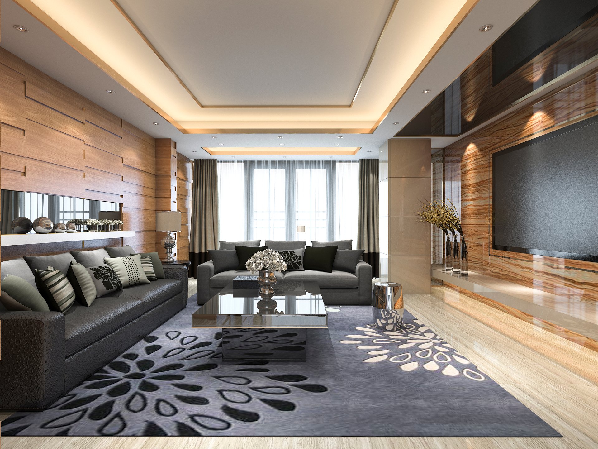 Luxury living room professionally cleaned